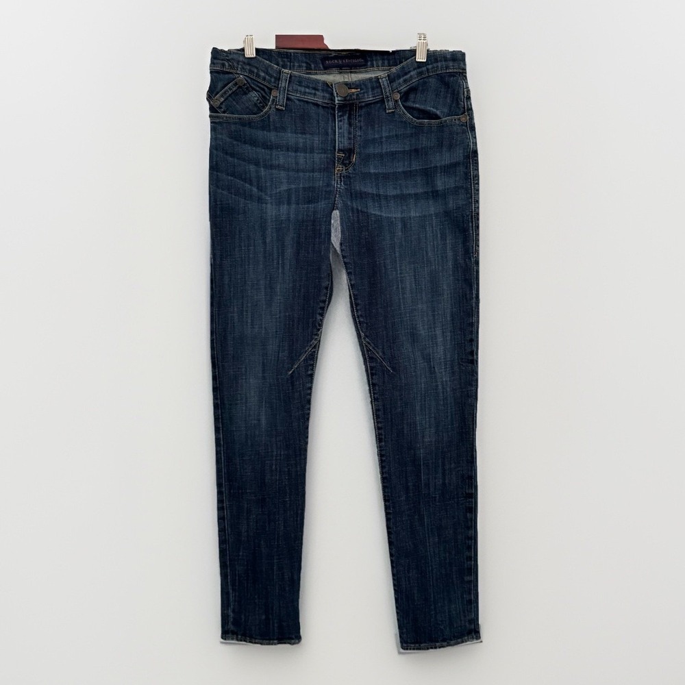 Rock & Republic Jeans Womens 10 Blue Straight Leg Low Rise Skinny Skater Y2K